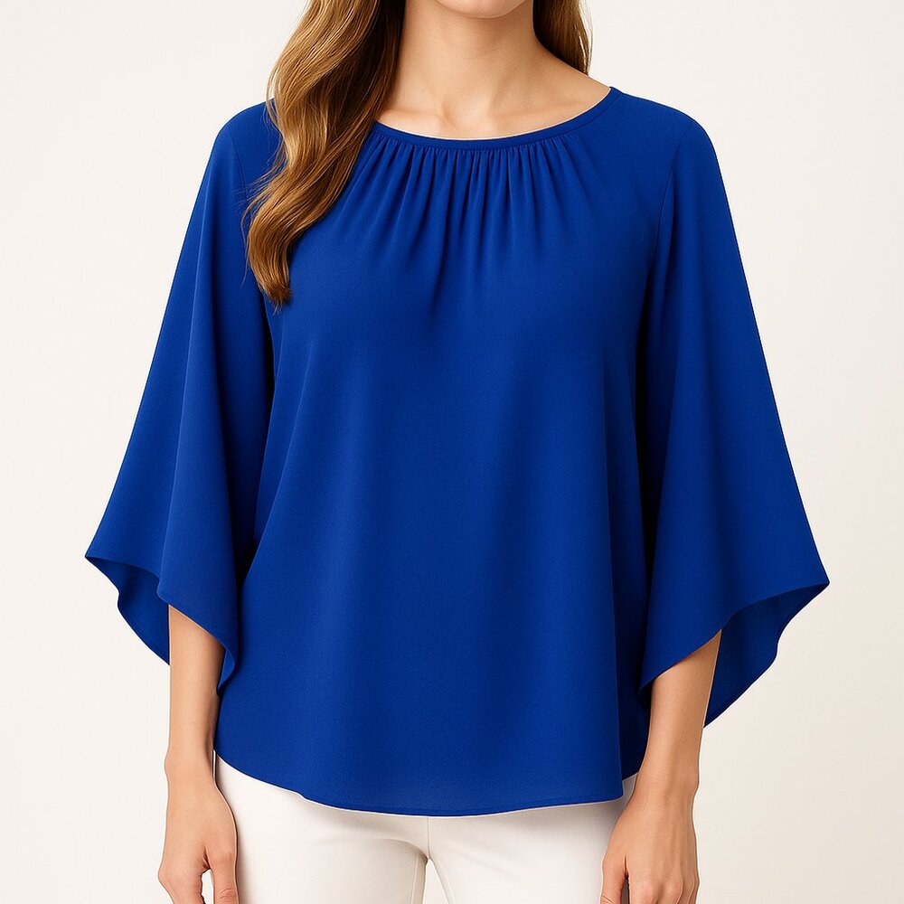 Women Vince Camuto Blue Flutter Sleeve Blouse  NWOT Size S